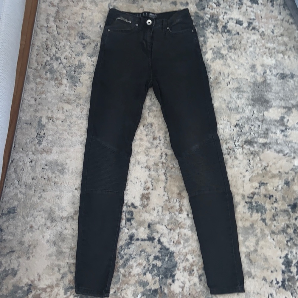 Women high waisted black moto skinny jeans - size 2